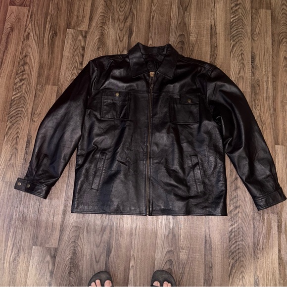 Men’s Midnight Velvet Vintage Black Men’s Leather Jacket Size XXL Zip Up Pockets - Picture 4 of 12